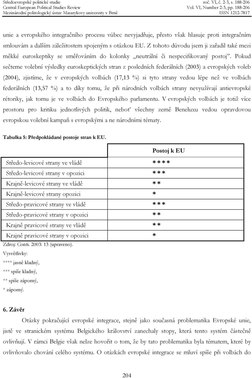 Pokud sečteme volební výsledky euroskeptických stran z posledních federálních (2003) a evropských voleb (2004), zjistíme, že v evropských volbách (17,13 %) si tyto strany vedou lépe než ve volbách