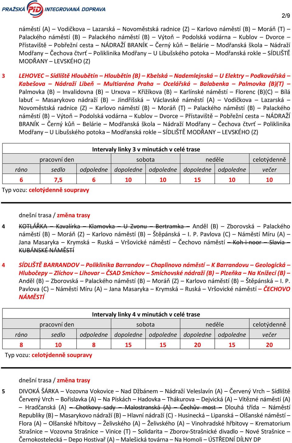 Hloubětín (B) Kbelská Nademlejnská U Elektry Podkovářská Kabešova Nádraží Libeň Multiaréna Praha Ocelářská Balabenka Palmovka (B)(T) Palmovka (B) Invalidovna (B) Urxova Křižíkova (B) Karlínské