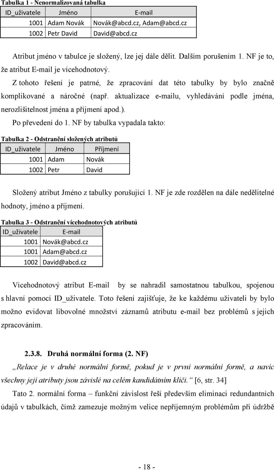 aktualizace e-mailu, vyhledávání podle jména, nerozlišitelnost jména a příjmení apod.). Po převedení do 1.