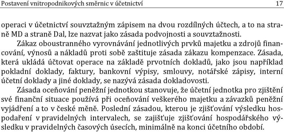 Zásada, která ukládá účtovat operace na základě prvotních dokladů, jako jsou například pokladní doklady, faktury, bankovní výpisy, smlouvy, notářské zápisy, interní účetní doklady a jiné doklady, se