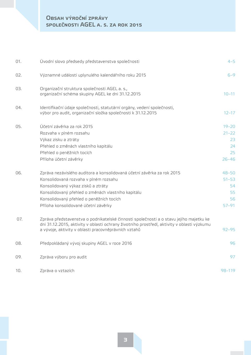 Identifikační údaje společnosti, statutární orgány, vedení společnosti, výbor pro audit, organizační složka společnosti k 31.12.2015 12 17 05.