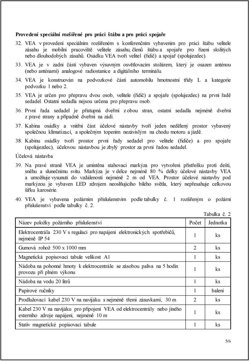 zásahů. Osádku VEA tvoří velitel (řidič) a spojař (spolujezdec). 33.