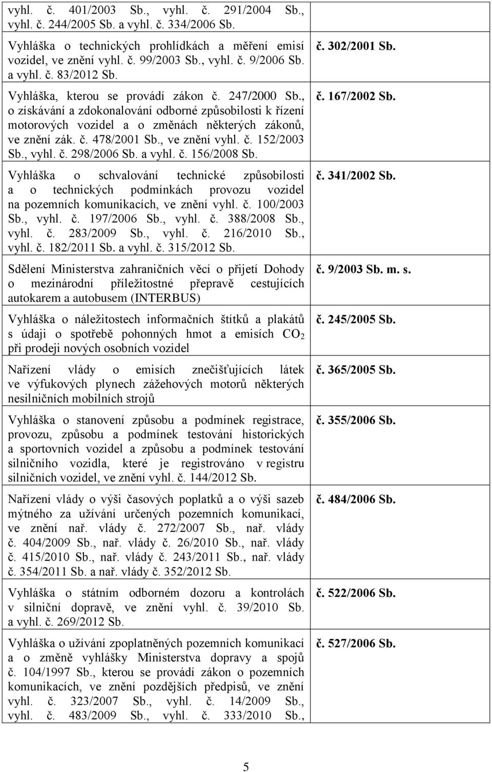 , ve znění vyhl. č. 152/2003 Sb., vyhl. č. 298/2006 Sb. a vyhl. č. 156/2008 Sb.