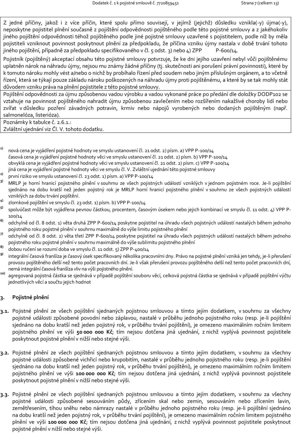 pojištění odpovědnosti pojištěného podle této pojistné smlouvy a z jakéhokoliv jiného pojištění odpovědnosti téhož pojištěného podle jiné pojistné smlouvy uzavřené s pojistitelem, podle níž by měla