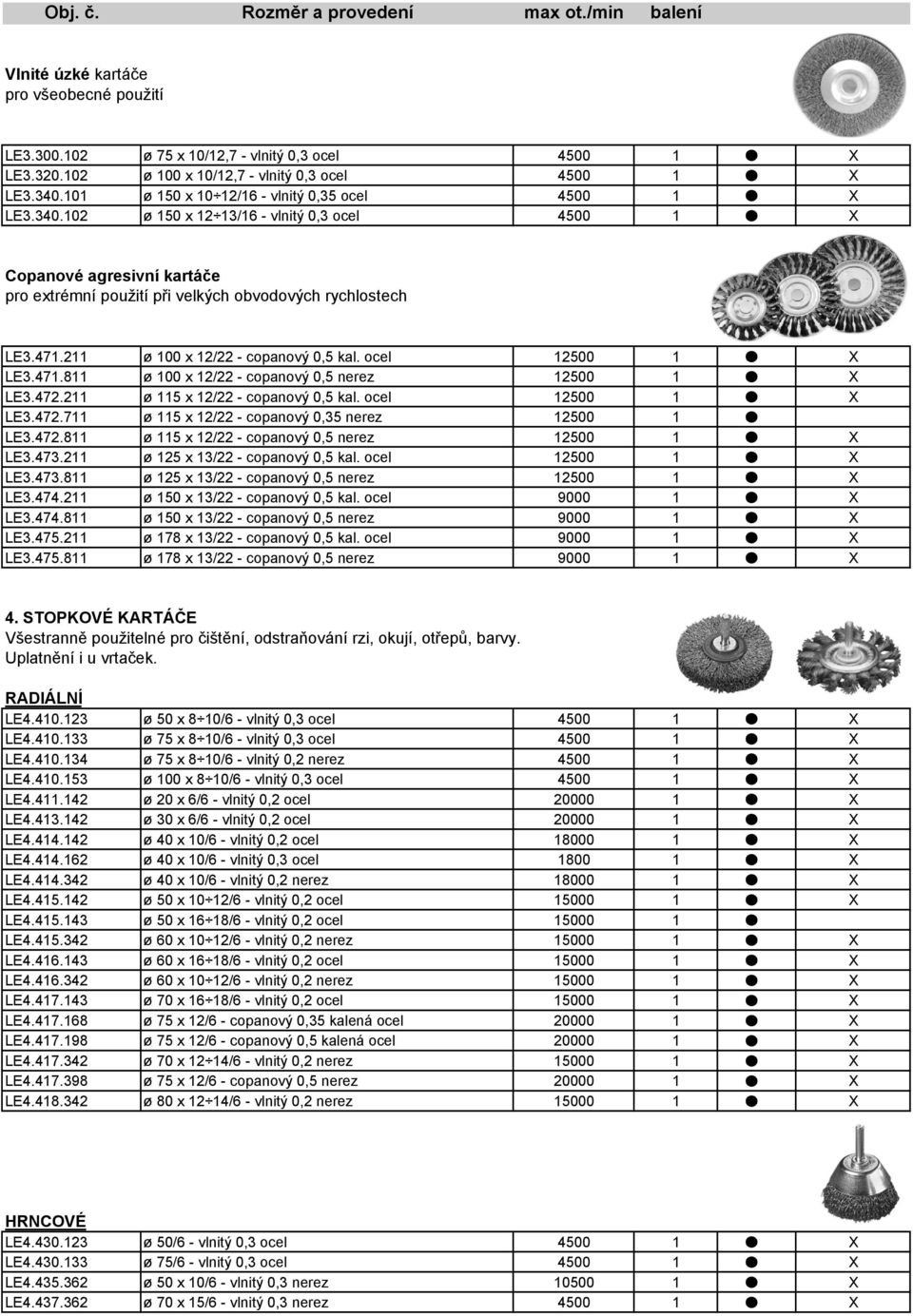 211 ø 100 x 12/22 - copanový 0,5 kal. ocel 12500 1 X LE3.471.811 ø 100 x 12/22 - copanový 0,5 nerez 12500 1 X LE3.472.211 ø 115 x 12/22 - copanový 0,5 kal. ocel 12500 1 X LE3.472.711 ø 115 x 12/22 - copanový 0,35 nerez 12500 1 LE3.