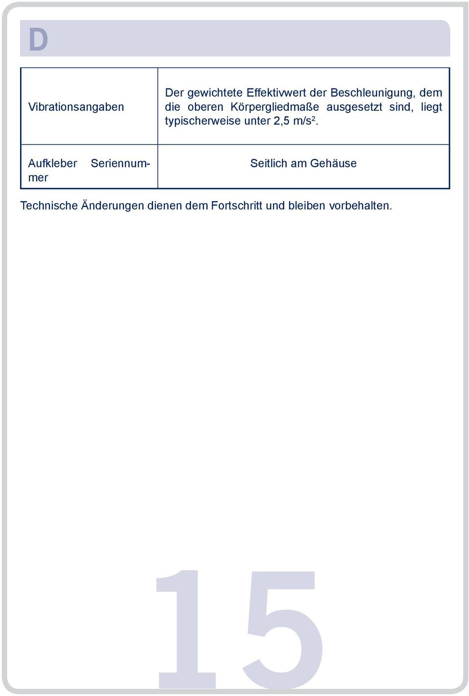 typischerweise unter 2,5 m/s 2.
