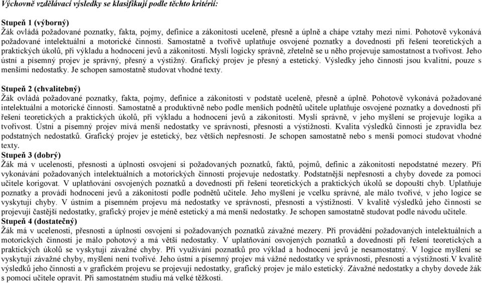 Samostatně a tvořivě uplatňuje osvojené poznatky a dovednosti při řešení teoretických a praktických úkolů, při výkladu a hodnocení jevů a zákonitostí.