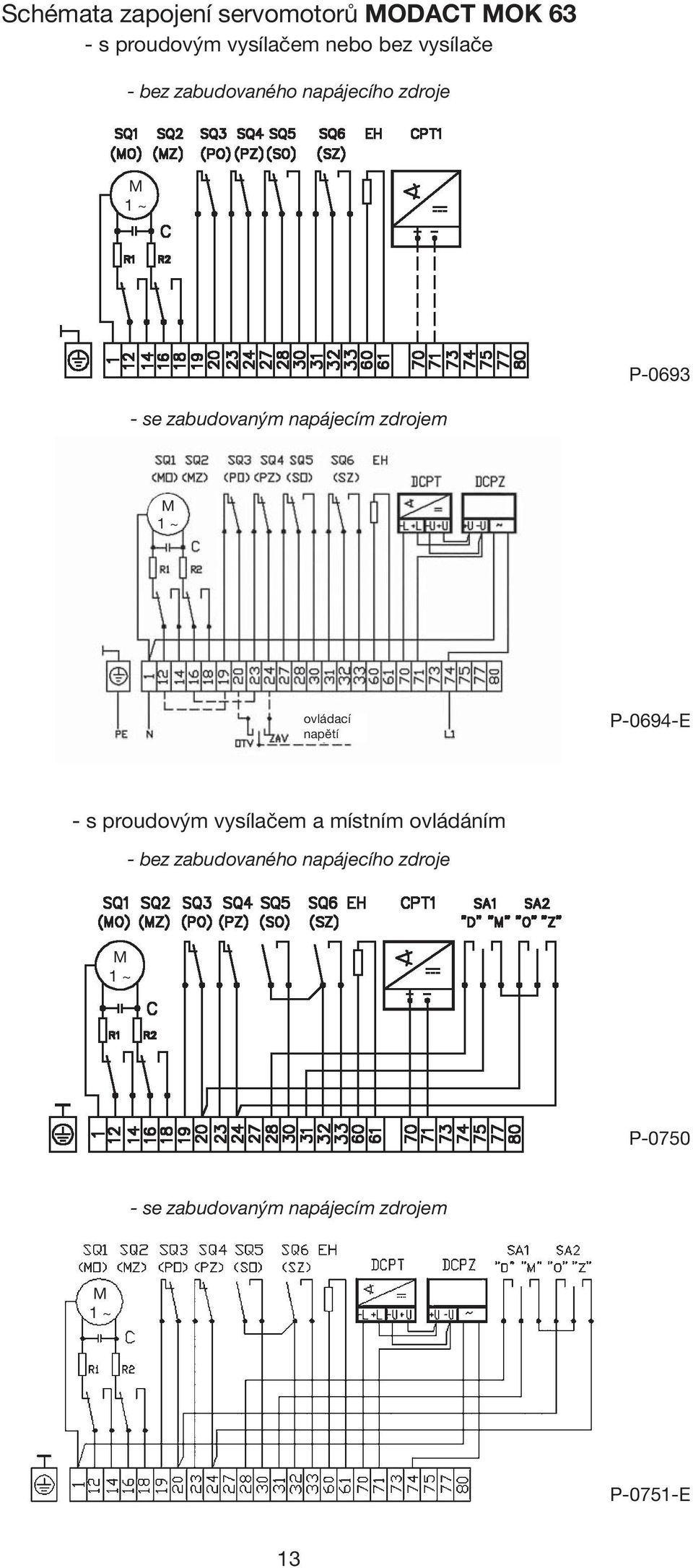 zdrojem ovládací napětí P-0694-E - s proudovým vysílačem a místním ovládáním -