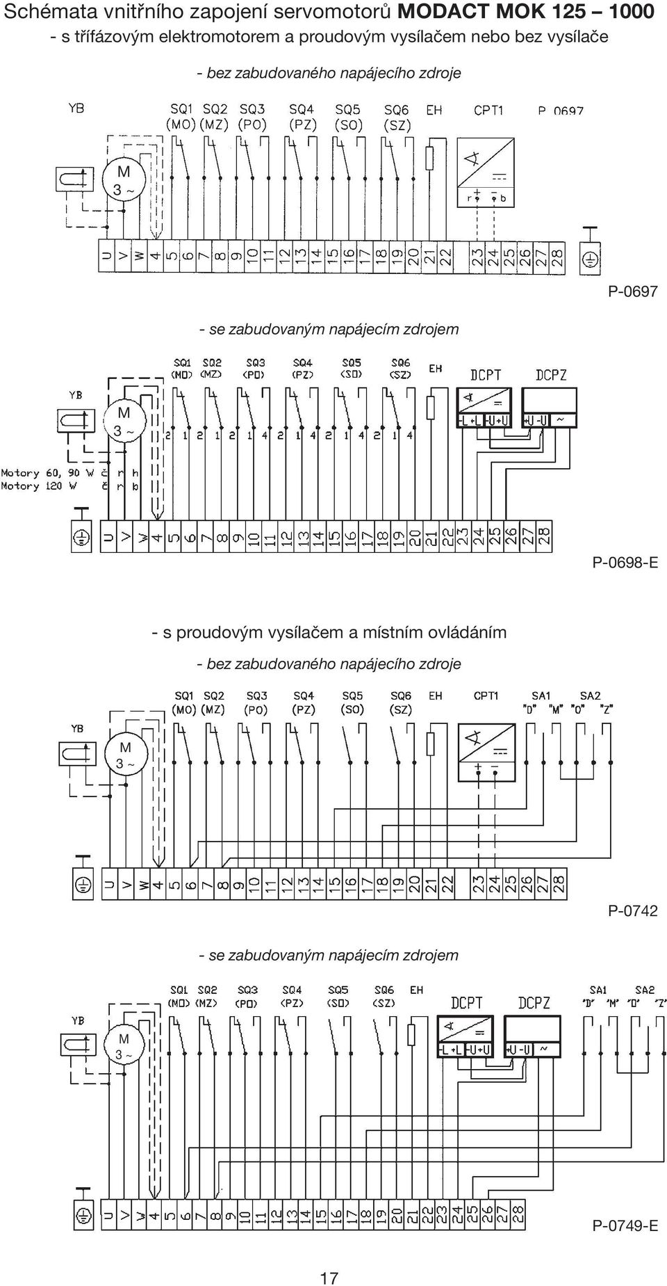 zabudovaným napájecím zdrojem P-0697 3 ~ P-0698-E - s proudovým vysílačem a místním