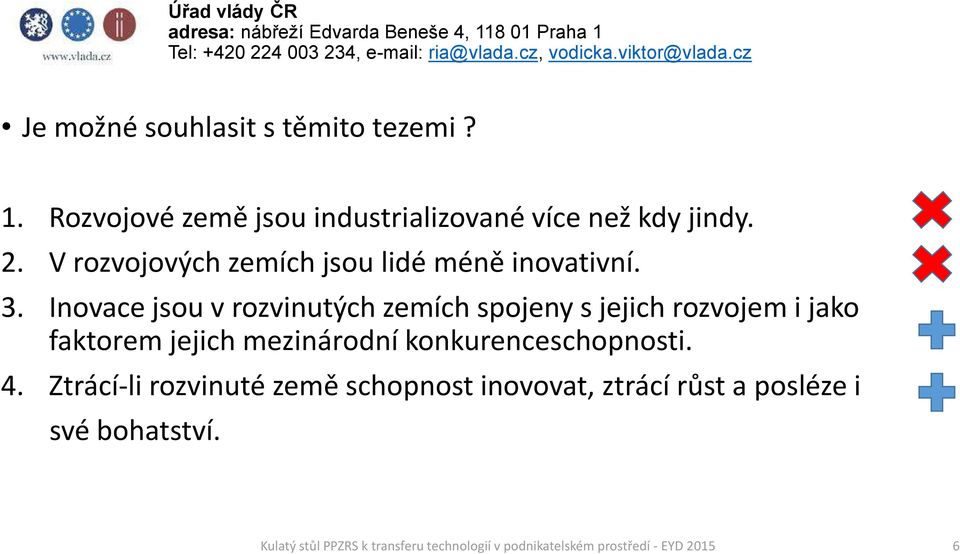 V rozvojových zemích jsou lidé méně inovativní. 3.