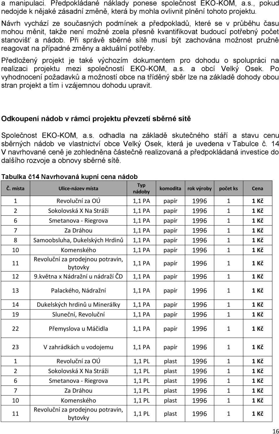 Při správě sběrné sítě musí být zachována možnost pružně reagovat na případné změny a aktuální potřeby.