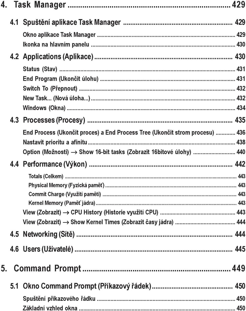 .. 435 End Process (Ukončit proces) a End Process Tree (Ukončit strom procesu)... 436 Nastavit prioritu a afinitu... 438 Option (Možnosti) Show 16-bit tasks (Zobrazit 16bitové úlohy)... 440 4.