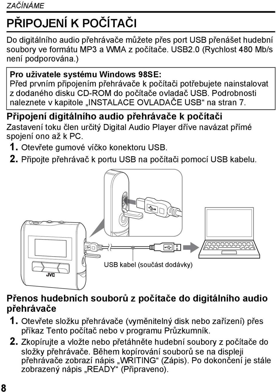 Podrobnosti naleznete v kapitole INSTALACE OVLADAČE USB na stran 7.