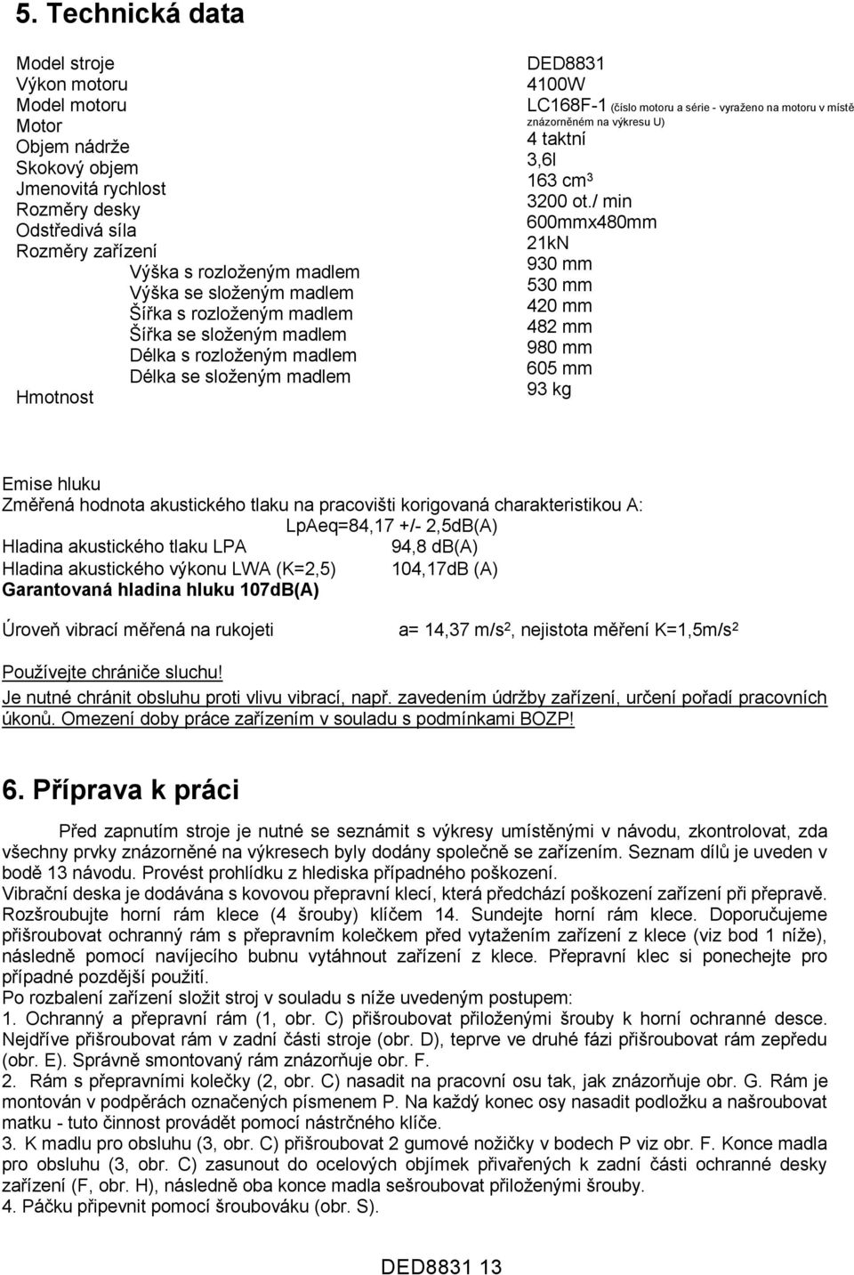 znázorněném na výkresu U) 4 taktní 3,6l 163 cm 3 3200 ot.