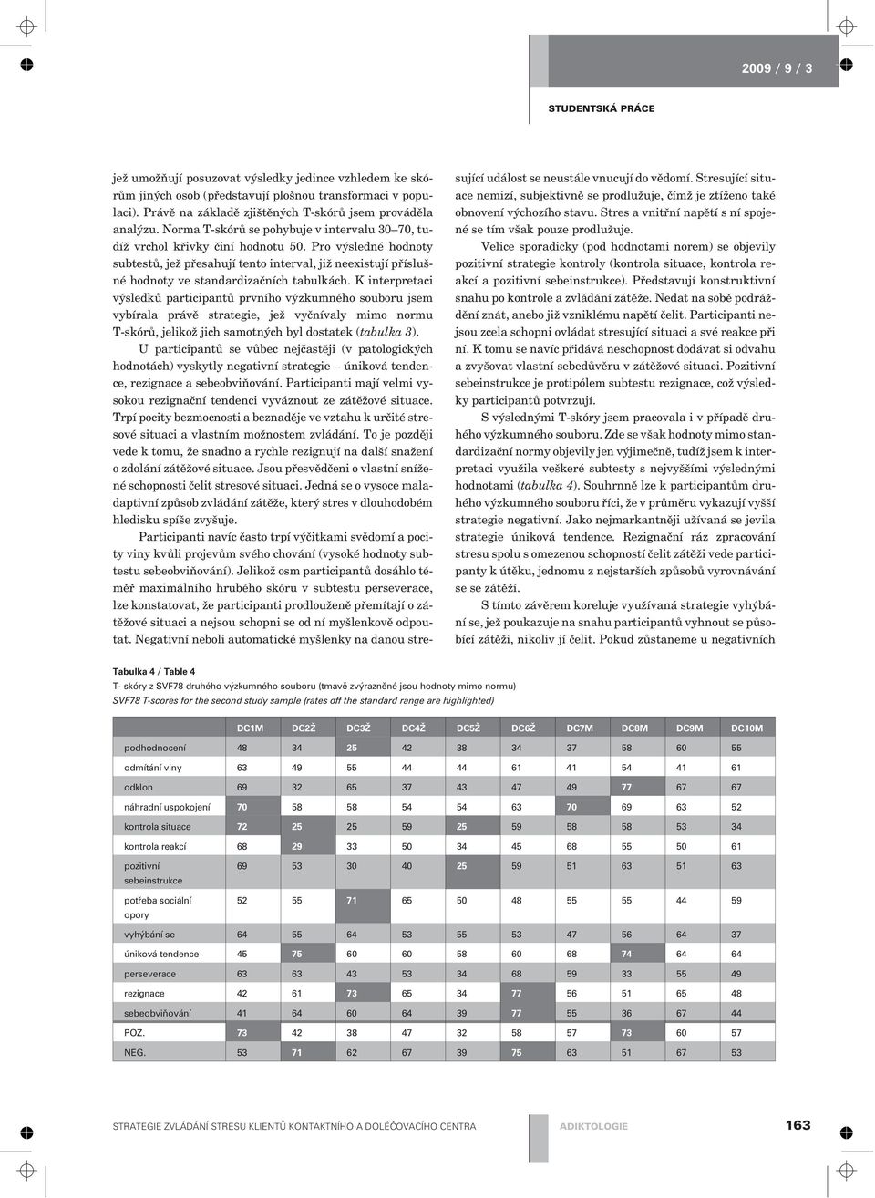 Pro výsledné hodnoty subtestù, jež pøesahují tento interval, již neexistují pøíslušné hodnoty ve standardizaèních tabulkách.