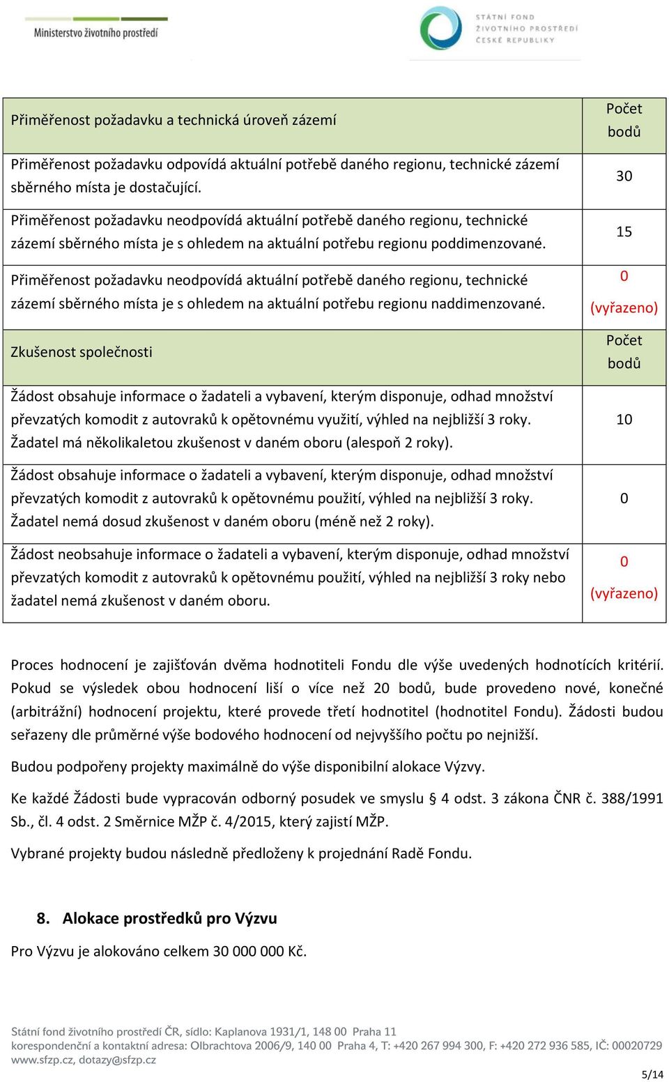 Přiměřenst pžadavku nedpvídá aktuální ptřebě danéh reginu, technické zázemí sběrnéh místa je s hledem na aktuální ptřebu reginu naddimenzvané.