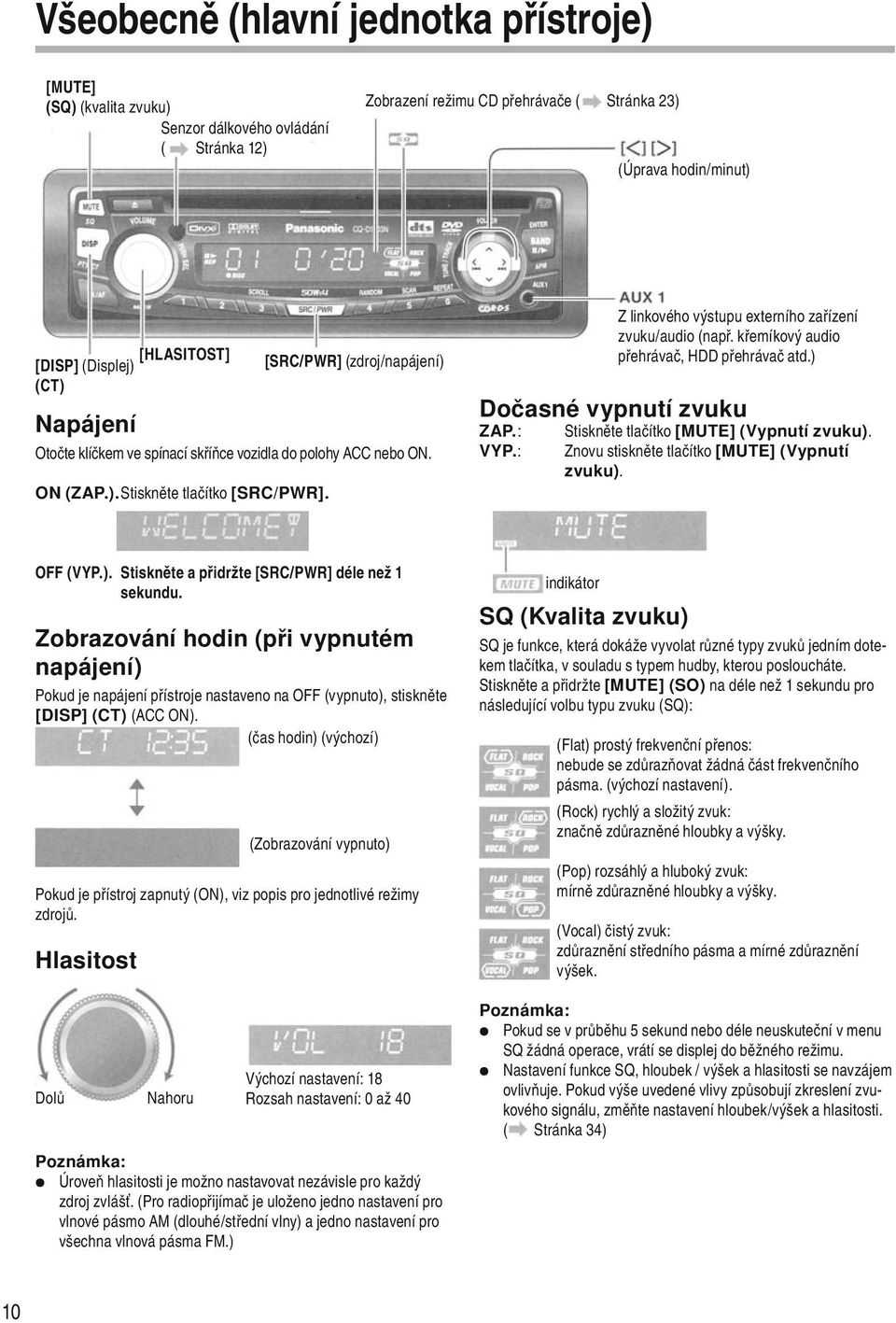Z linkového výstupu externího zařízení zvuku/audio (např. křemíkový audio přehrávač, HDD přehrávač atd.) Dočasné vypnutí zvuku ZAP.: VYP.: Stiskněte tlačítko [MUTE] (Vypnutí zvuku).