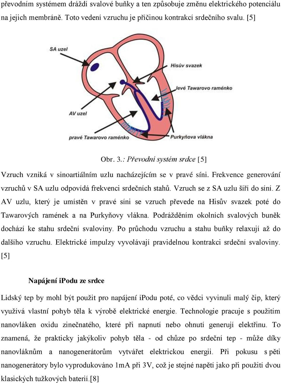 Vzruch se z SA uzlu šíří do síní. Z AV uzlu, který je umístěn v pravé síni se vzruch převede na Hisův svazek poté do Tawarových ramének a na Purkyňovy vlákna.