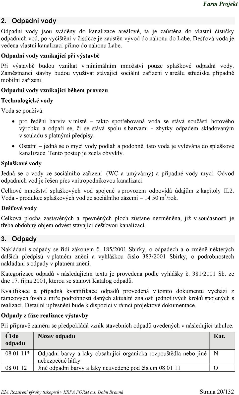 Zaměstnanci stavby budou využívat stávající sociální zařízení v areálu střediska případně mobilní zařízení.