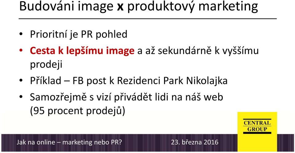 prodeji Příklad FB post k Rezidenci Park Nikolajka