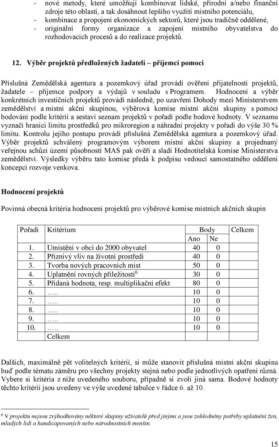 Výběr projektů předložených žadateli příjemci pomoci Příslušná Zemědělská agentura a pozemkový úřad provádí ověření přijatelnosti projektů, žadatele příjemce podpory a výdajů v souladu s Programem.