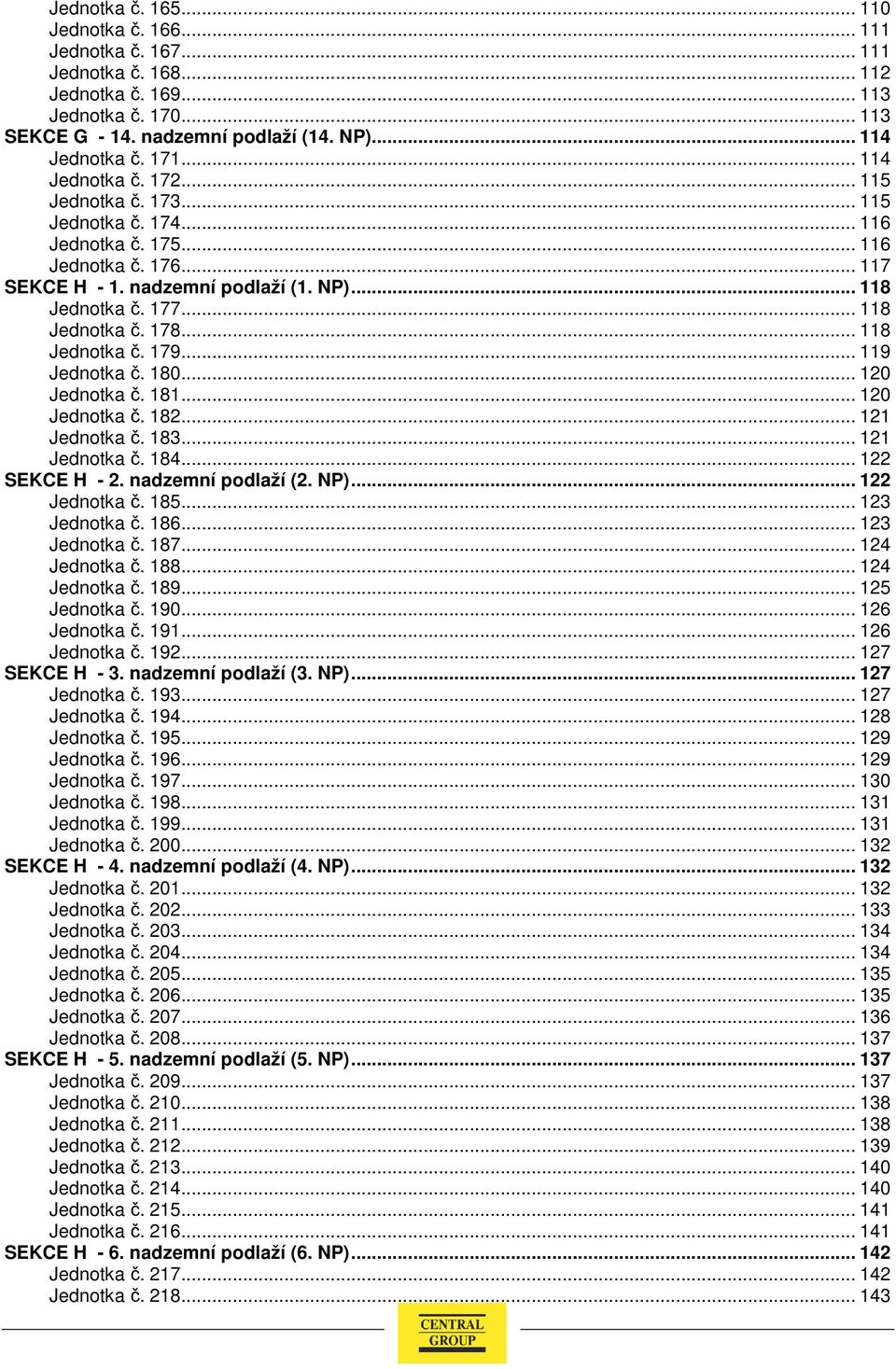 .. 118 Jednotka č. 178... 118 Jednotka č. 179... 119 Jednotka č. 180... 120 Jednotka č. 181... 120 Jednotka č. 182... 121 Jednotka č. 183... 121 Jednotka č. 184... 122 SEKCE H - 2.