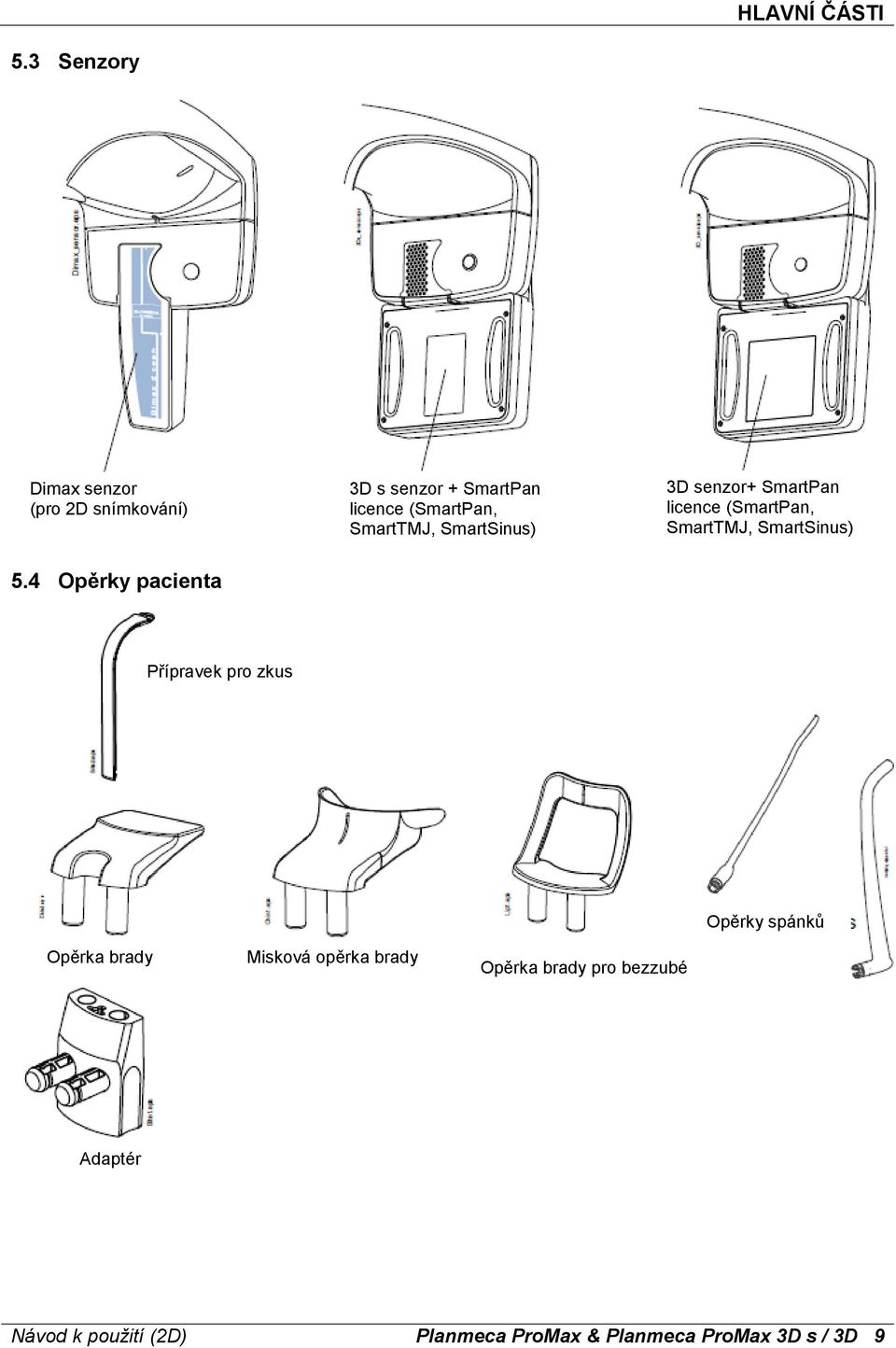 SmartTMJ, SmartSinus) 3D senzor+ SmartPan licence (SmartPan, SmartTMJ, SmartSinus) 5.