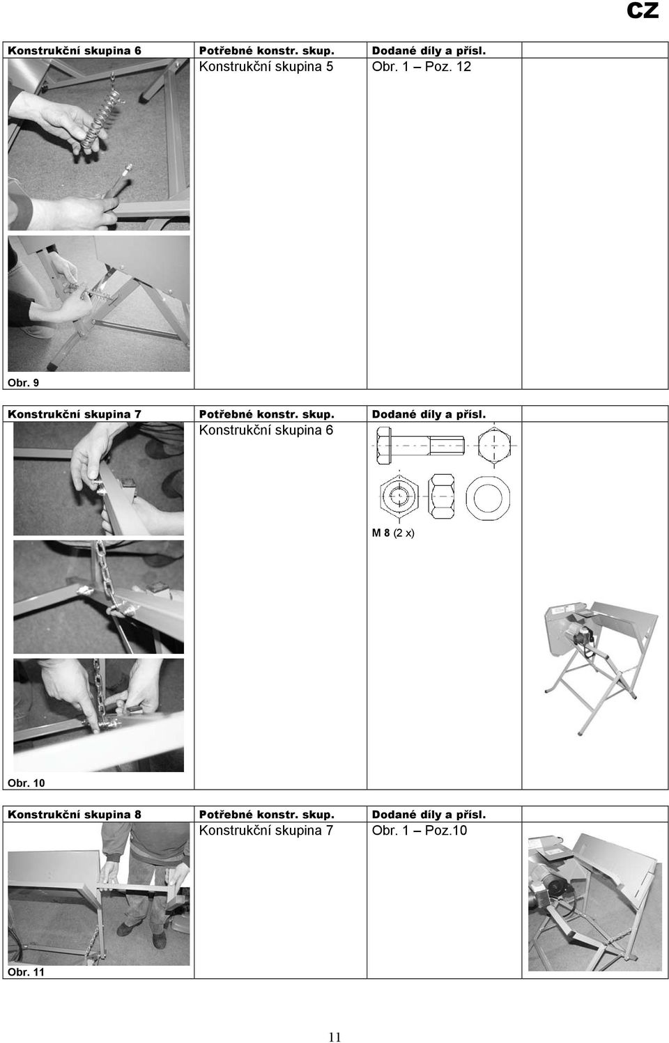 skup. Dodané díly a přísl. Konstrukční skupina 6 M 8 (2 x) Obr.