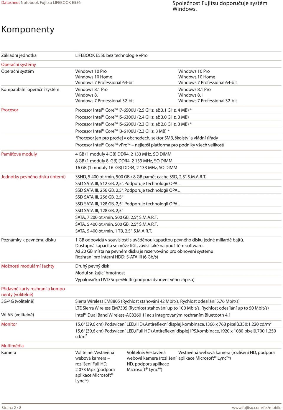 5 GHz, až 3,1 GHz, 4 MB) * Procesor Intel Core i5-6300u (2.4 GHz, až 3,0 GHz, 3 MB) Procesor Intel Core i5-6200u (2.3 GHz, až 2,8 GHz, 3 MB) * Procesor Intel Core i3-6100u (2.