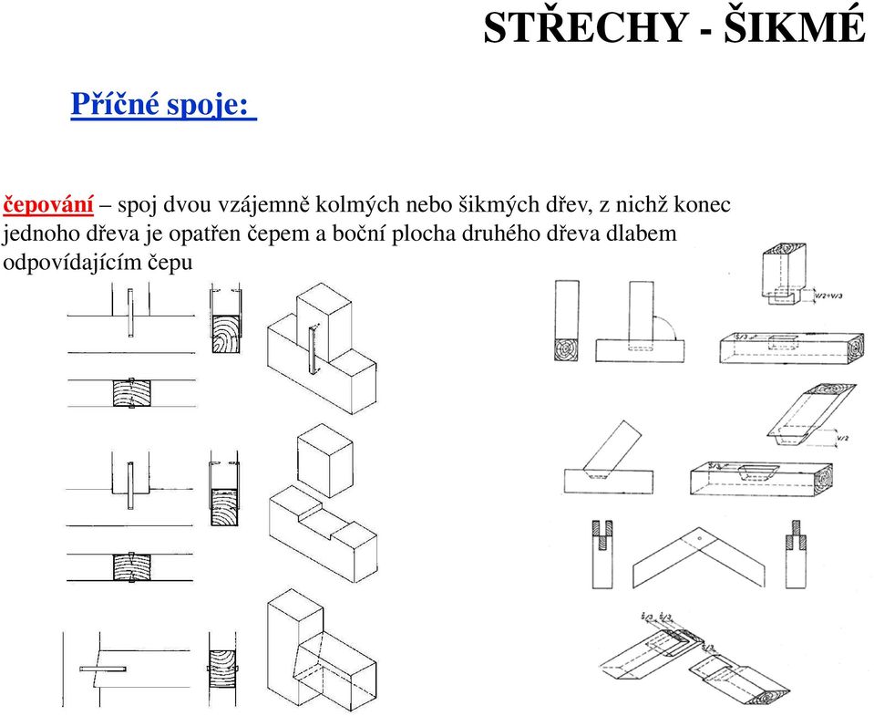 nichž konec jednoho dřeva je opatřen čepem a