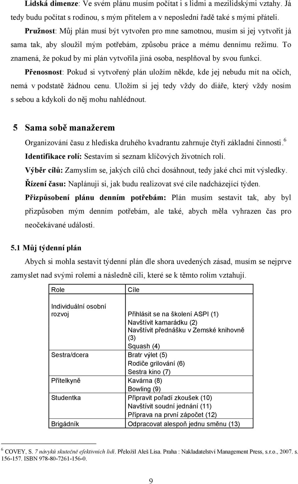 To znamená, že pokud by mi plán vytvořila jiná osoba, nesplňoval by svou funkci. Přenosnost: Pokud si vytvořený plán uložím někde, kde jej nebudu mít na očích, nemá v podstatě žádnou cenu.