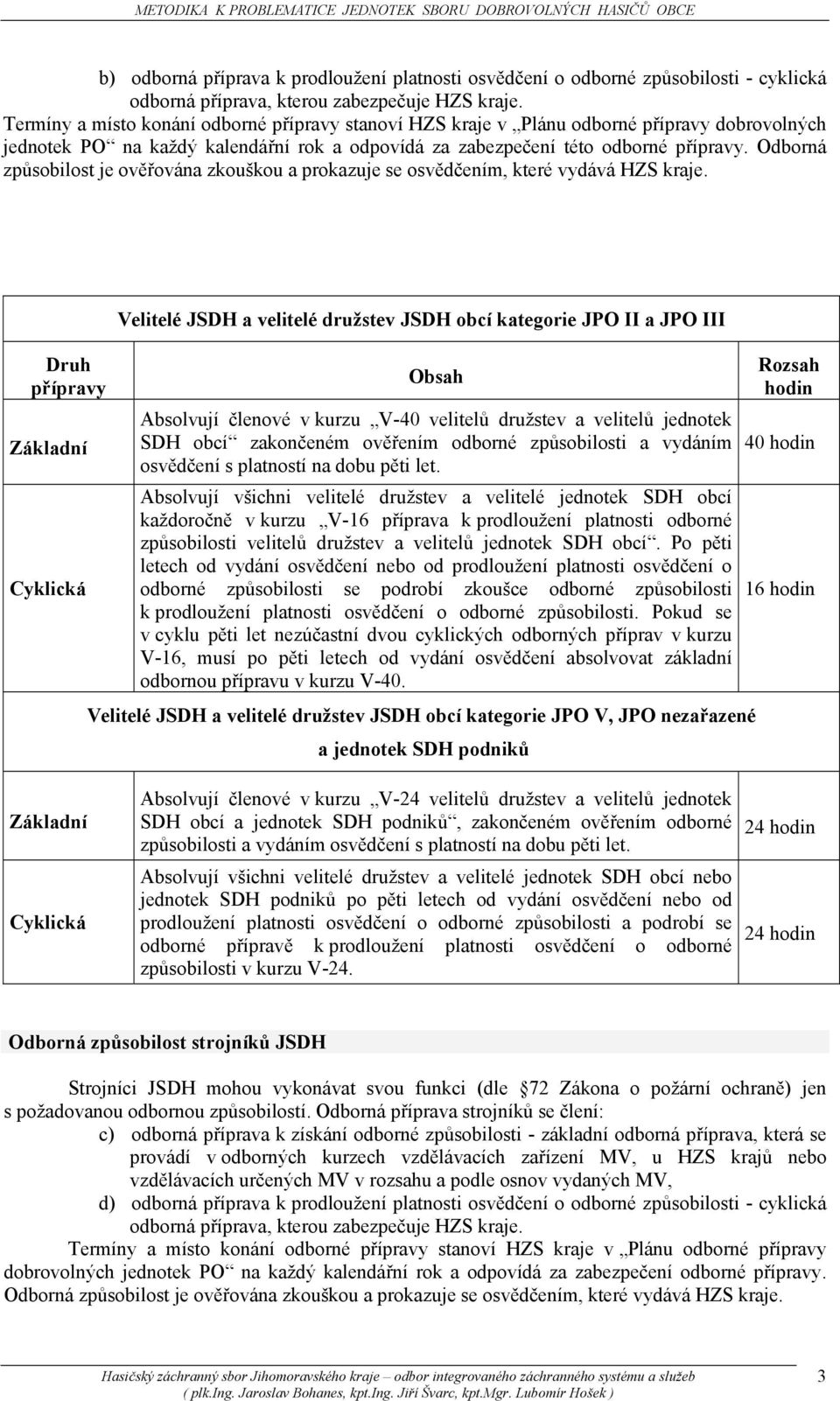 Odborná způsobilost je ověřována zkouškou a prokazuje se osvědčením, které vydává HZS kraje.