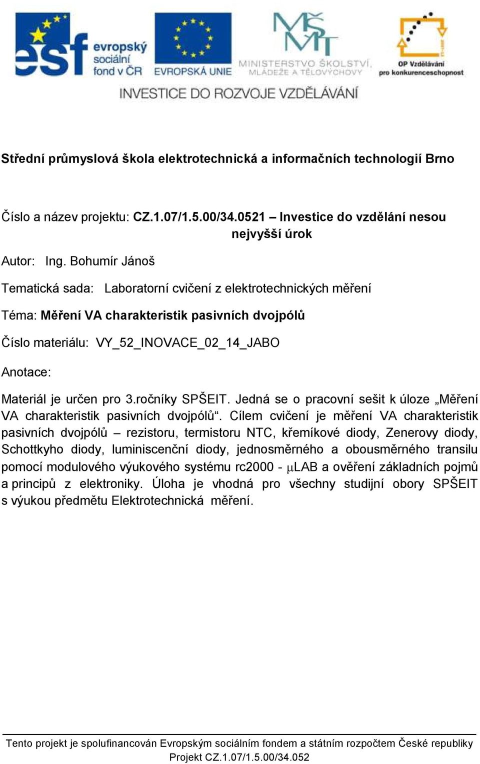 Střední průmyslová škola elektrotechnická a informačních technologií Brno -  PDF Free Download