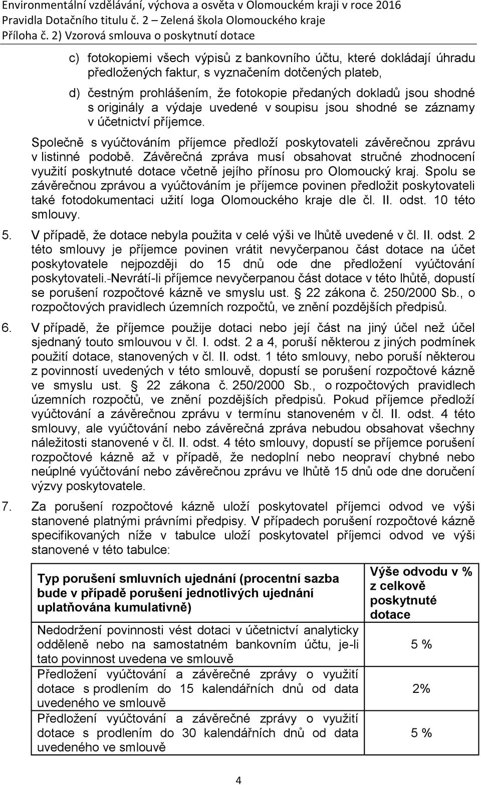 Závěrečná zpráva musí obsahovat stručné zhodnocení využití poskytnuté dotace včetně jejího přínosu pro Olomoucký kraj.