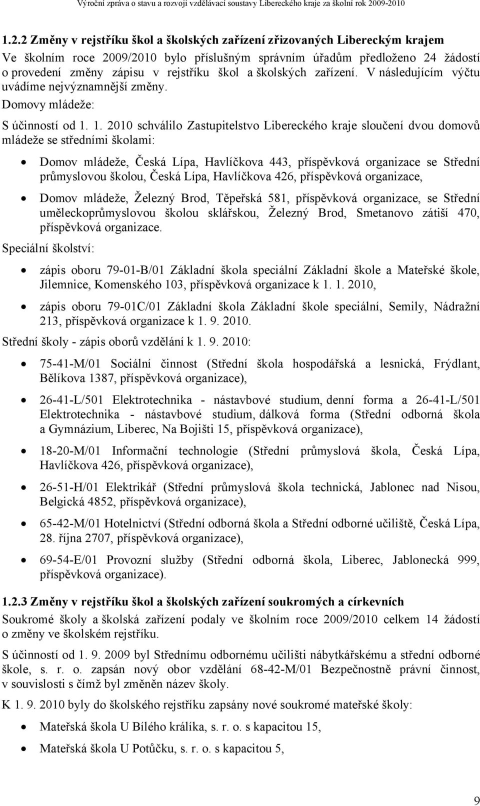 1. 2010 schválilo Zastupitelstvo Libereckého kraje sloučení dvou domovů mládeže se středními školami: Domov mládeže, Česká Lípa, Havlíčkova 443, příspěvková organizace se Střední průmyslovou školou,