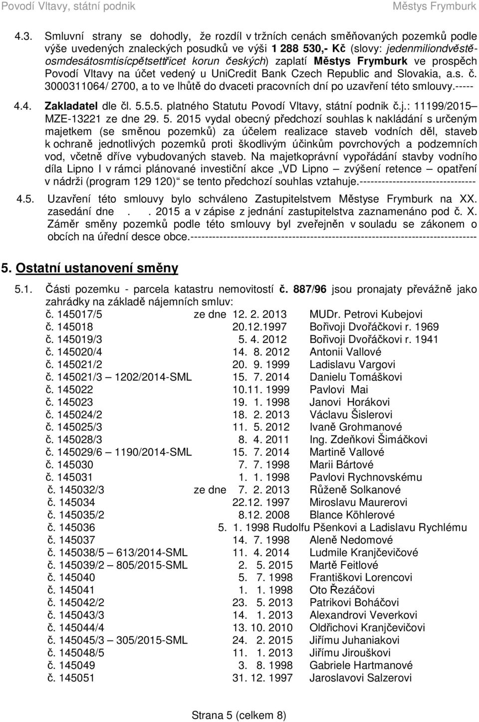 ----- 4.4. Zakladatel dle čl. 5.