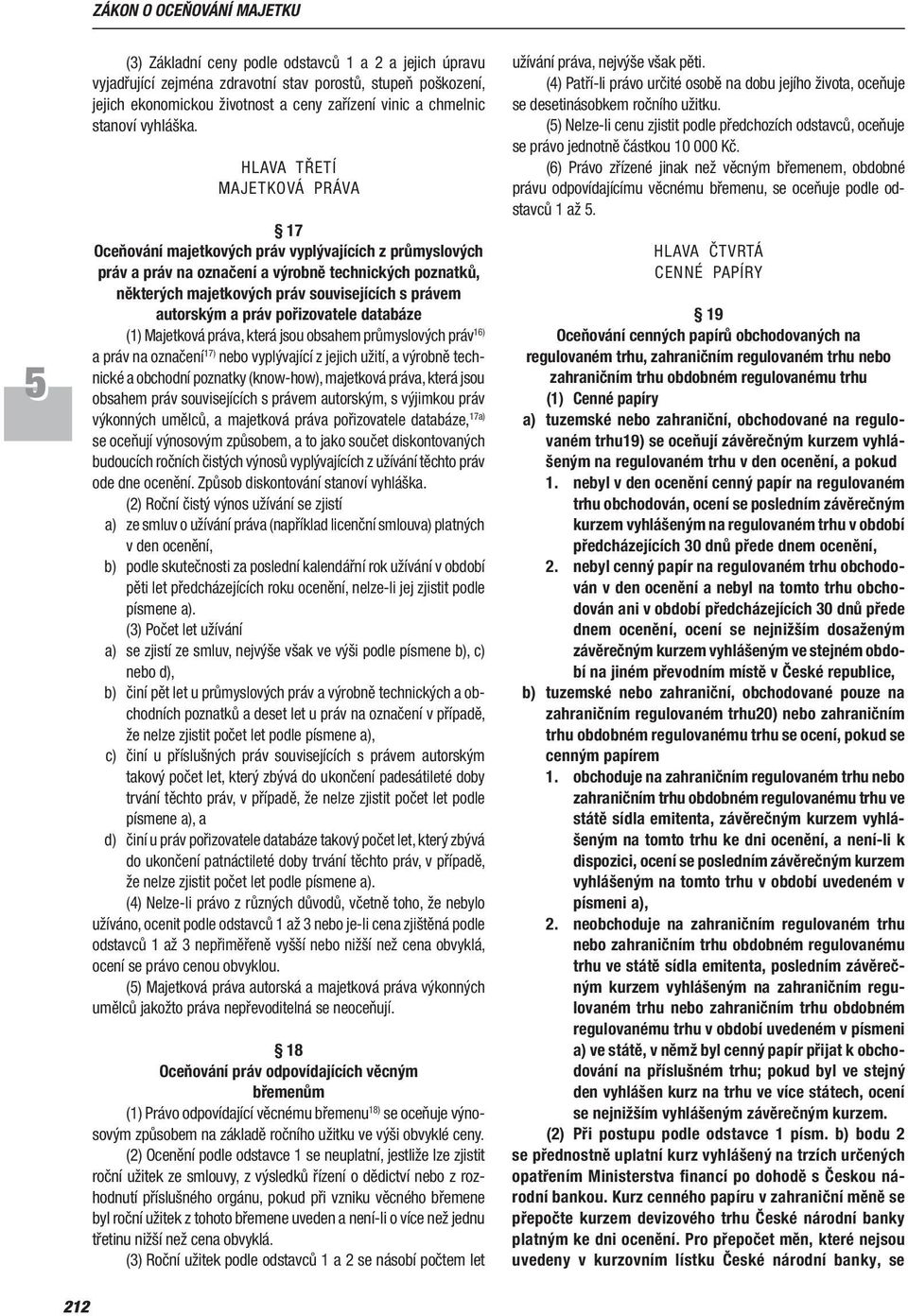 HLAVA TŘETÍ MAJETKOVÁ PRÁVA 17 Oceňování majetkových práv vyplývajících z průmyslových práv a práv na označení a výrobně technických poznatků, některých majetkových práv souvisejících s právem