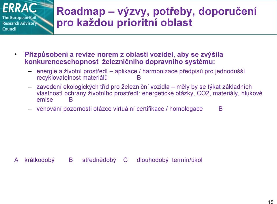 recyklovatelnost materiálů B zavedení ekologických tříd pro železniční vozidla měly by se týkat základních vlastností ochrany životního