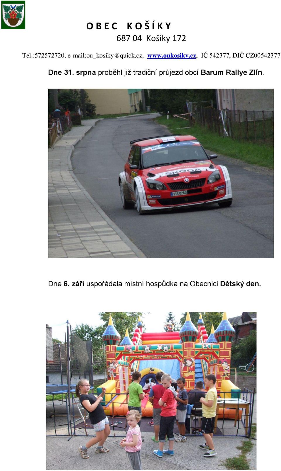 průjezd obcí Barum Rallye Zlín.