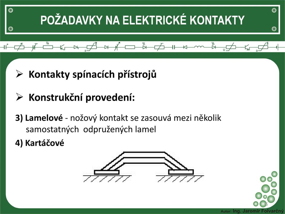 nožový kontakt se zasouvá mezi