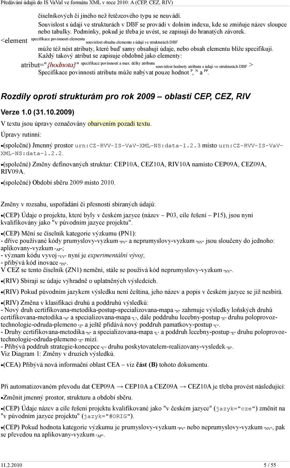 <element specifikace povinnosti elementu souvislost obsahu elementu s údaji ve strukturách DBF může též nést atributy, které buď samy obsahují údaje, nebo obsah elementu blíže specifikují.
