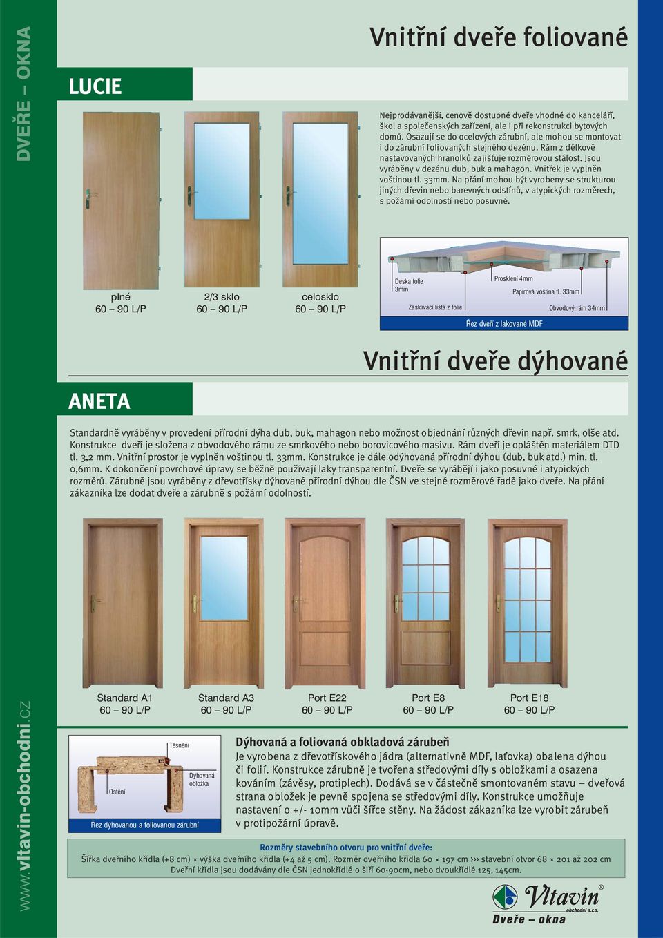 ale i při rekonstrukci bytových domů. Osazují se do ocelových zárubní, ale mohou se montovat i do zárubní foliovaných stejného dezénu.