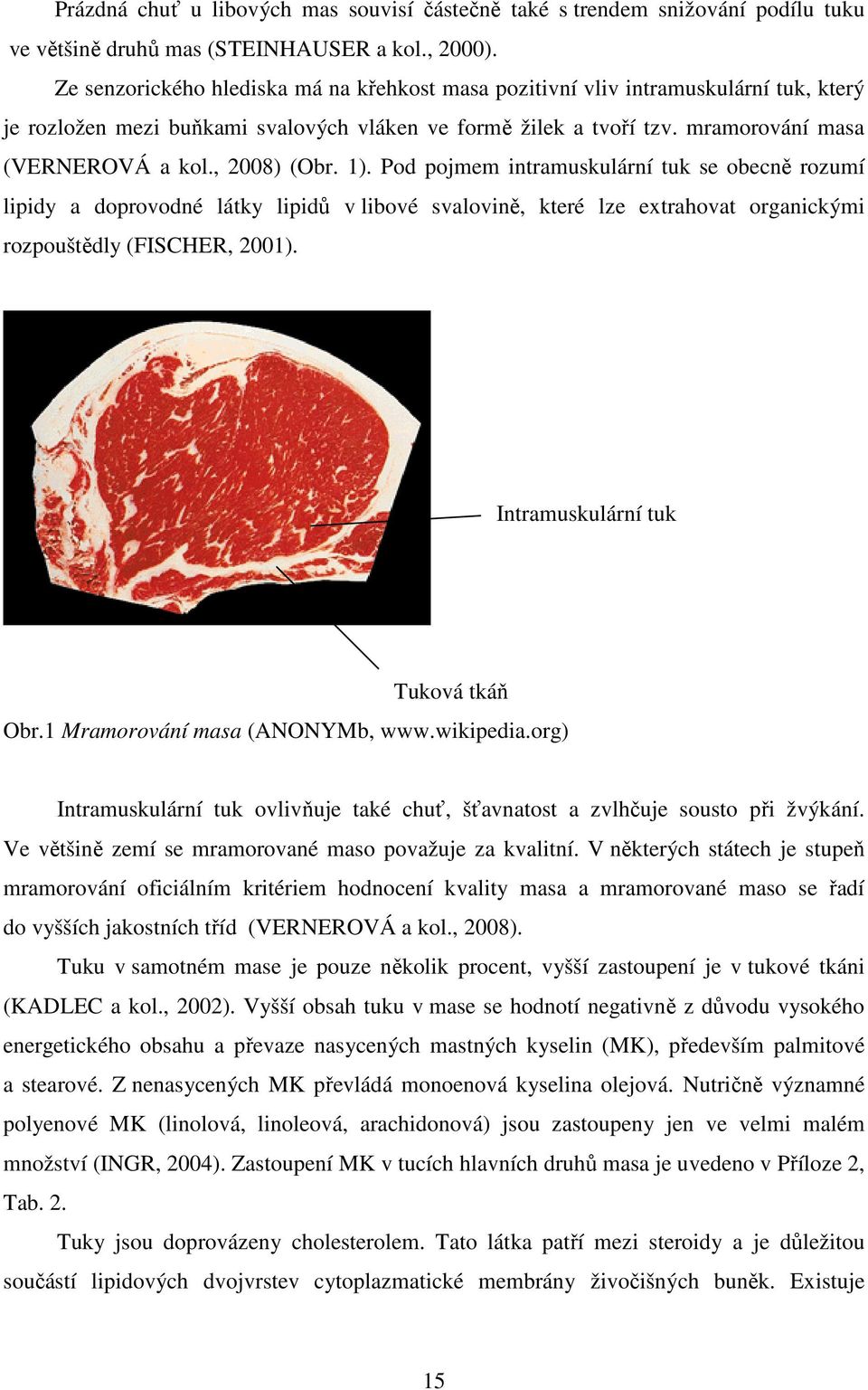 , 2008) (Obr. 1). Pod pojmem intramuskulární tuk se obecně rozumí lipidy a doprovodné látky lipidů v libové svalovině, které lze extrahovat organickými rozpouštědly (FISCHER, 2001).