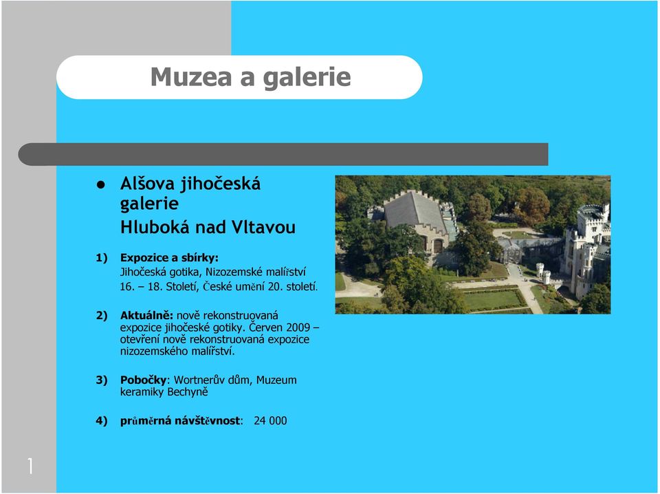 2) Aktuálně: nově rekonstruovaná expozice jihočeské gotiky.