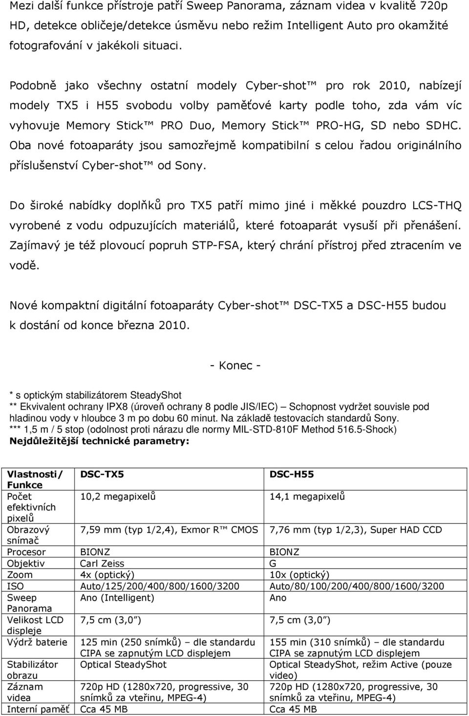 SDHC. Oba nové fotoaparáty jsou samozřejmě kompatibilní s celou řadou originálního příslušenství Cyber-shot od Sony.