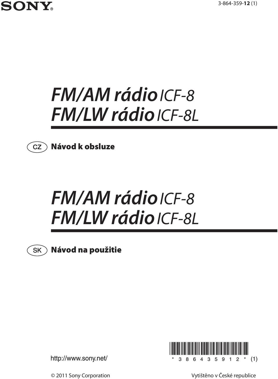 ICF-8 FM/LW rádio ICF-8L Návod na použitie