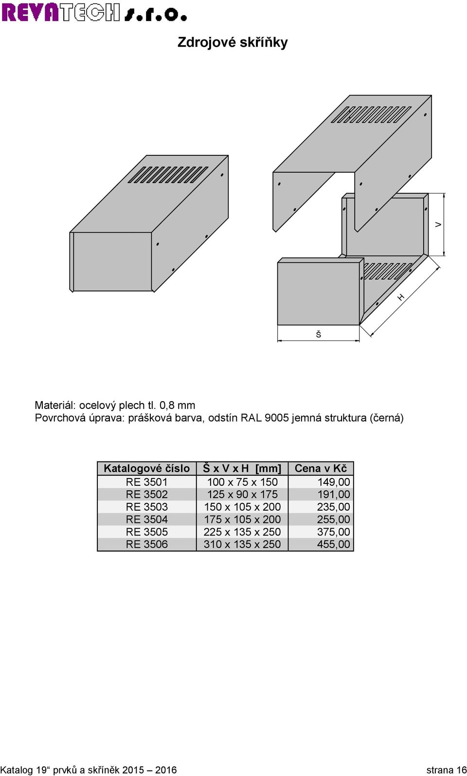 3502 125 x 90 x 175 191,00 RE 3503 150 x 105 x 200 235,00 RE 3504 175 x 105 x 200