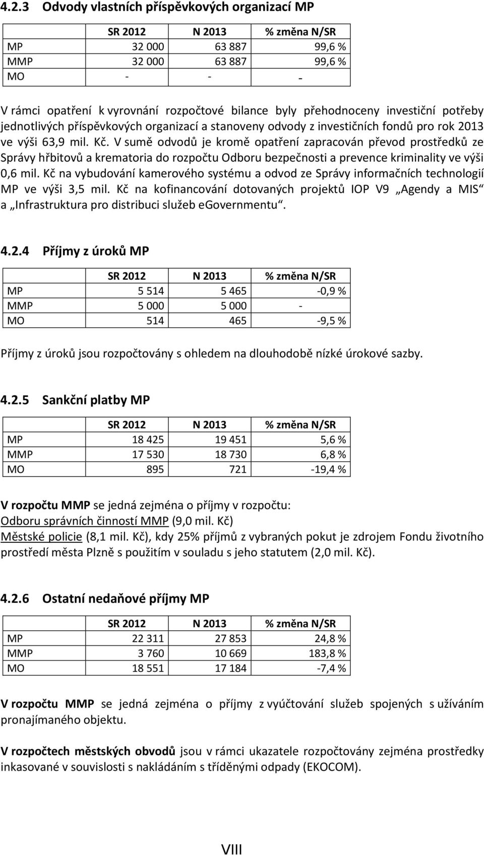 V sumě odvodů je kromě opatření zapracován převod prostředků ze Správy hřbitovů a krematoria do rozpočtu Odboru bezpečnosti a prevence kriminality ve výši 0,6 mil.