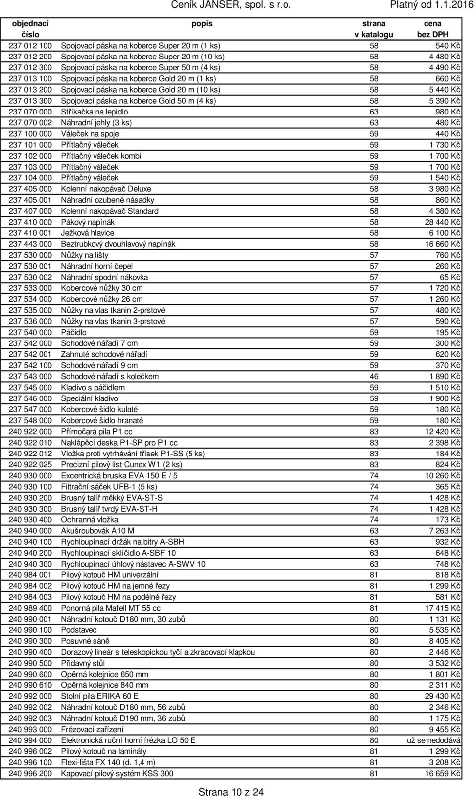 58 5 390 Kč 237 070 000 Stříkačka na lepidlo 63 980 Kč 237 070 002 Náhradní jehly (3 ks) 63 480 Kč 237 100 000 Váleček na spoje 59 440 Kč 237 101 000 Přítlačný váleček 59 1 730 Kč 237 102 000