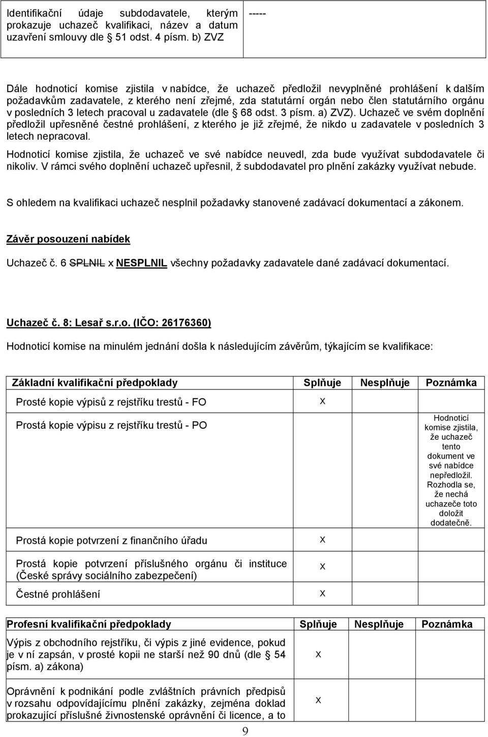 orgánu v posledních 3 letech pracoval u zadavatele (dle 68 odst. 3 písm. a) ZVZ).